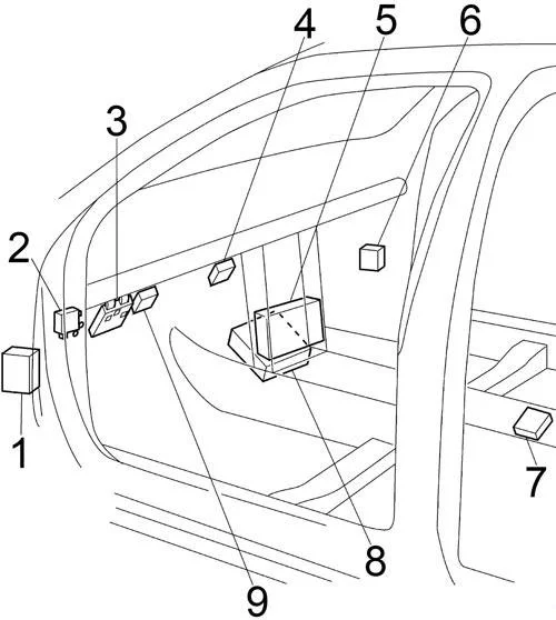 Nissan Altima - schemat bezpieczników - przedział pasażerski