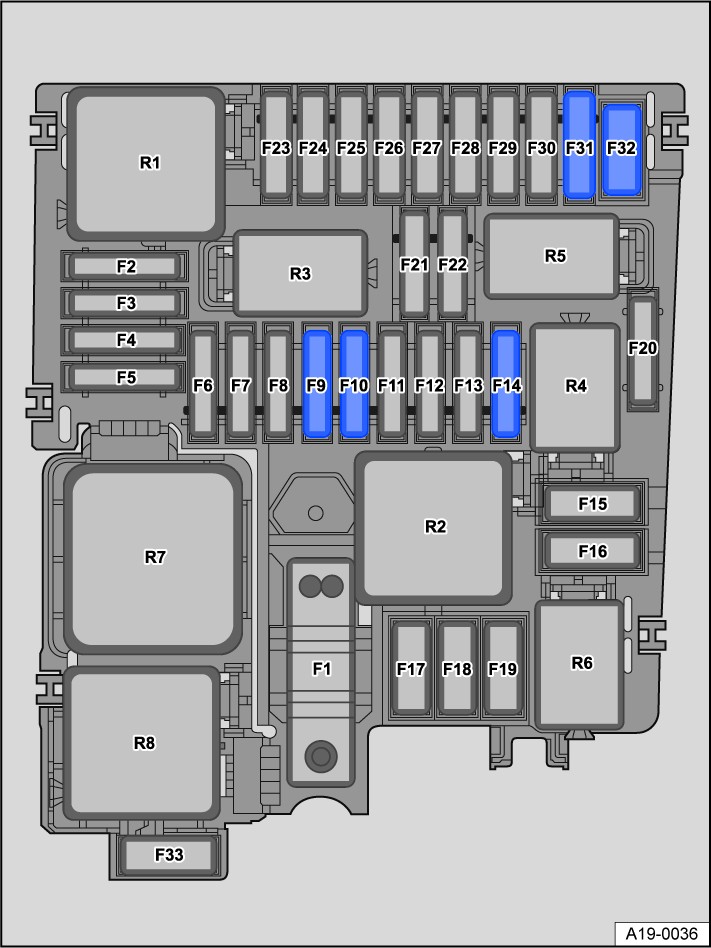 Schemat skrzynki bezpieczników Volkswagen Golf VIII
