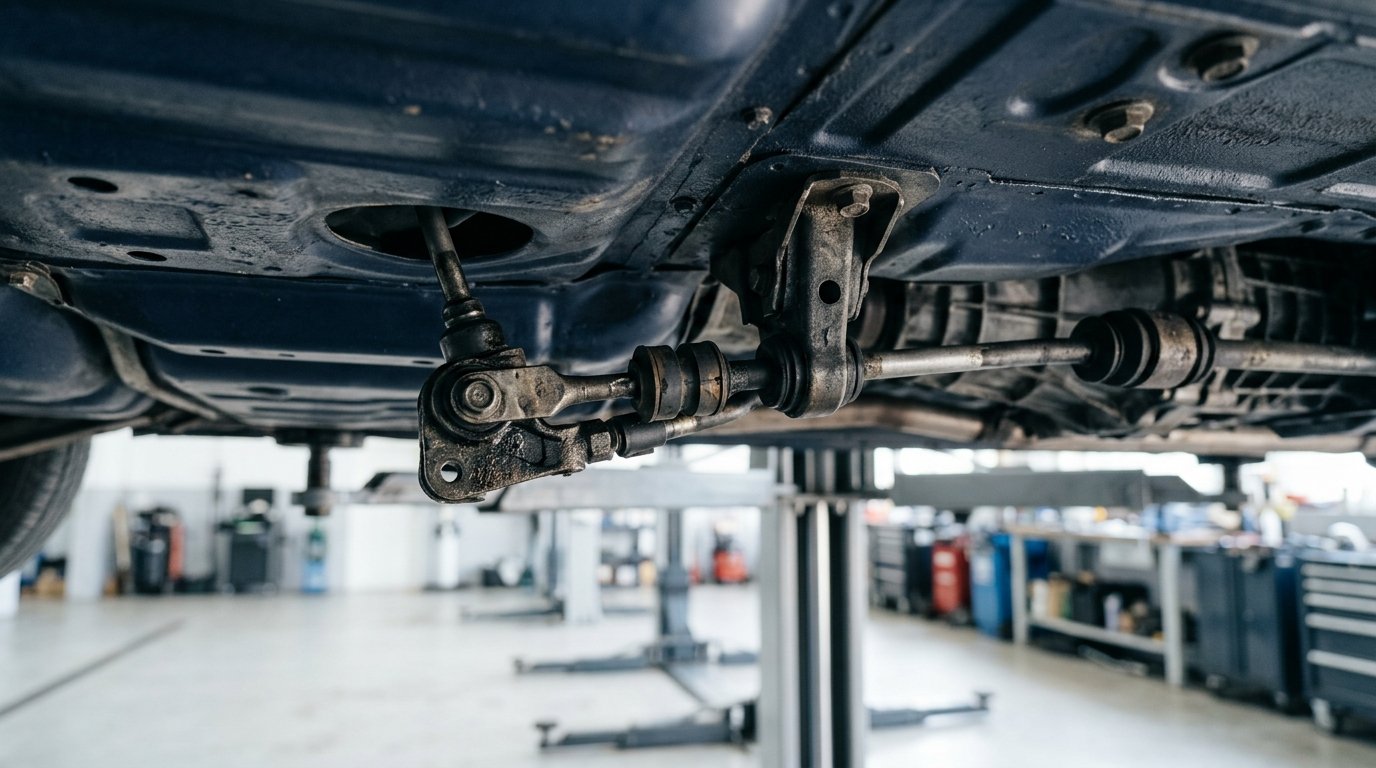 Mechanizm drążka zmiany biegów pod podłogą auta