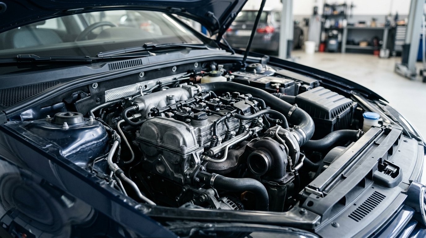 Turbodoładowany silnik benzynowy z bezpośrednim wtryskiem w komorze silnika, bez oznaczeń producenta