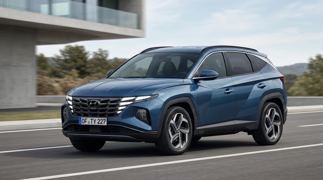 Nowy SUV z przodu, ukazujący odważne linie stylistyczne i nowoczesne oświetlenie.