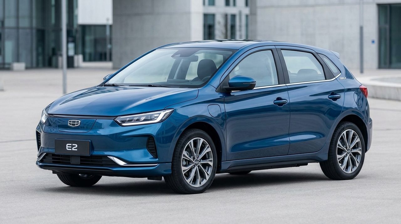 Nowoczesny, kompaktowy hatchback Geely E2 z napędem elektrycznym.